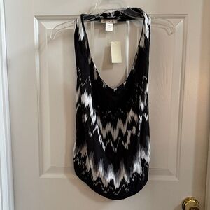 Arden B. Black & White Zig Zag Halter Top / Backless